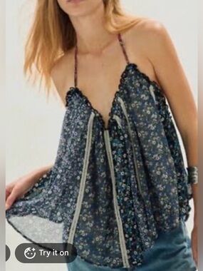 Free People Costa Printed Halter Neck Top